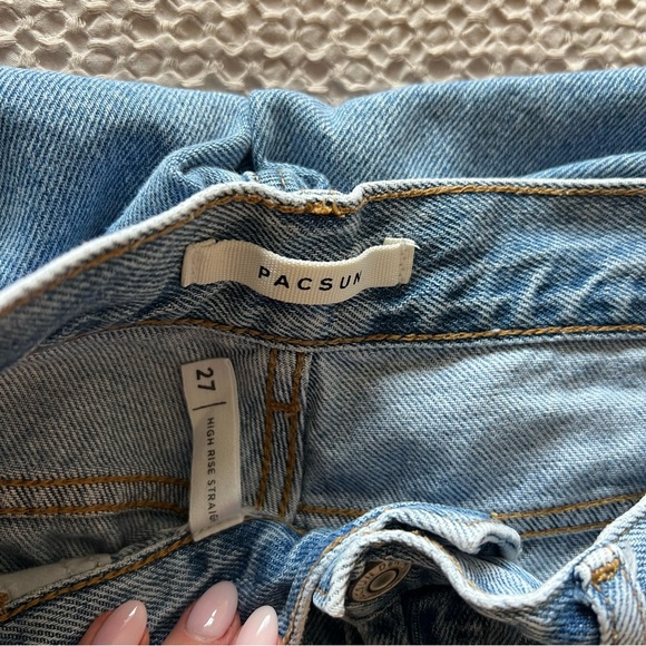 PacSun Eco Light Blue High Waisted Straight Leg Jeans - Picture 4 of 4